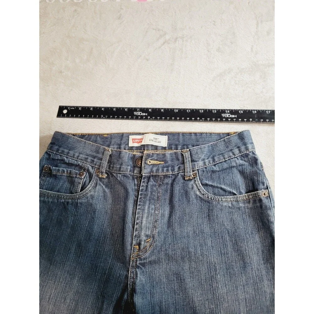 Levi's 505 Regular Fit Straight Leg Denim Jeans Dark Blue Wash Size 30x30
